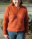 Hooded pullover sweater; Malbrigo Worsted Merino, color 194 cinnabar