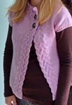 Short sleeve cardigan; Malabrigo Worsted Merino Yarn, color orchid 34