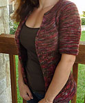 handknit open short sleeve cardigan sweater; Malabrigo Merino Worsted Yarn color stonechat