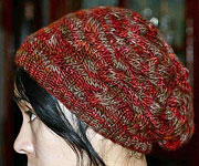 handknit slouchy hat, cap;