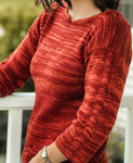 Hand-knit pullover sweater with Malabrigo Merino Sock Yarn color botticelli red