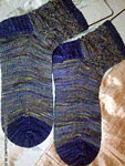 hand knitted socks made with Malabrigo Sock Yarn  color candombe