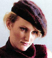 Jo Sharp Knitting Pattern Book Eight - Eclectic. Beret knitting pattern. Jo Sharp Silkroad Aran Tweed knitting yarn. Jo Sharp Silkroad rare comfort infusion kid mohair knitting yarn.