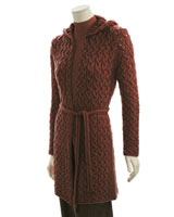 Adrienne Vittadini Trina Cabled Hooded Coat